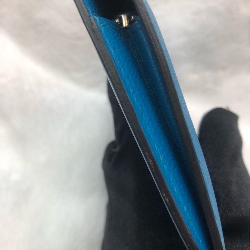 HERMÈS ever colour blue Dogon銀扣銀包 Stamp AXB917-44