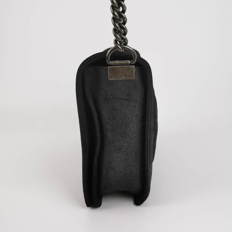 Chanel Leboy季節限定款大號磨砂皮菱格絎縫方形雙C鎖扣斜挎包單肩包-2