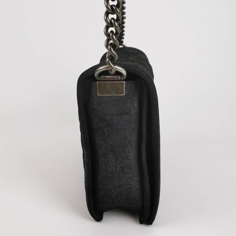 Chanel Leboy季節限定款大號磨砂皮菱格絎縫方形雙C鎖扣斜挎包單肩包-3