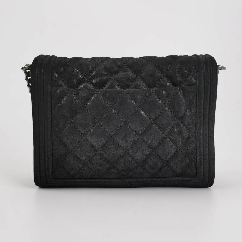 Chanel Leboy季節限定款大號磨砂皮菱格絎縫方形雙C鎖扣斜挎包單肩包-4