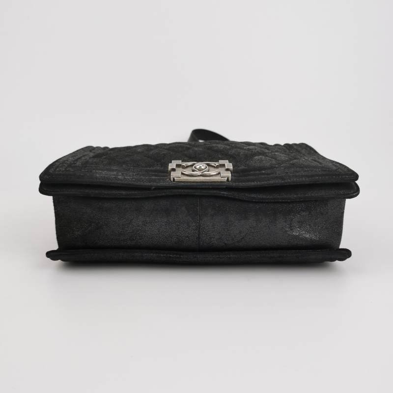 Chanel Leboy季節限定款大號磨砂皮菱格絎縫方形雙C鎖扣斜挎包單肩包-5