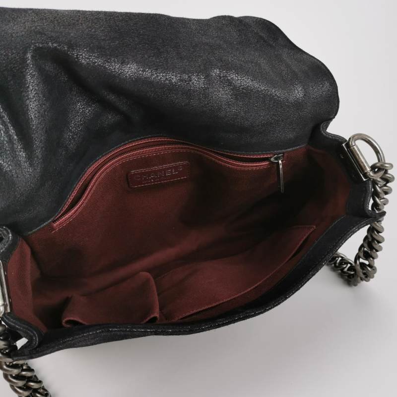 Chanel Leboy季節限定款大號磨砂皮菱格絎縫方形雙C鎖扣斜挎包單肩包-6