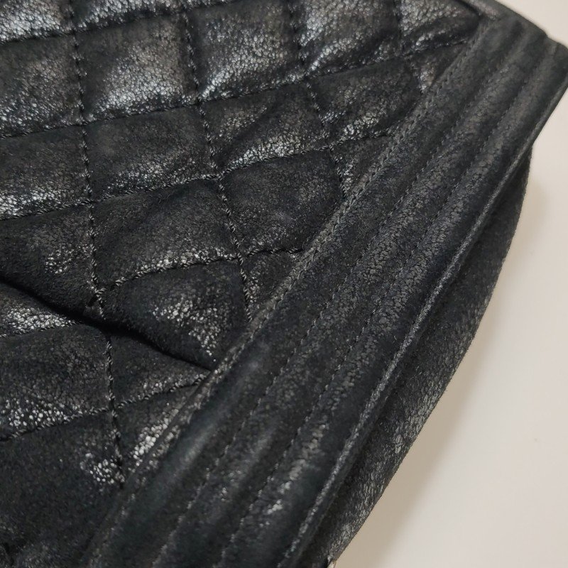 Chanel Leboy季節限定款大號磨砂皮菱格絎縫方形雙C鎖扣斜挎包單肩包-16