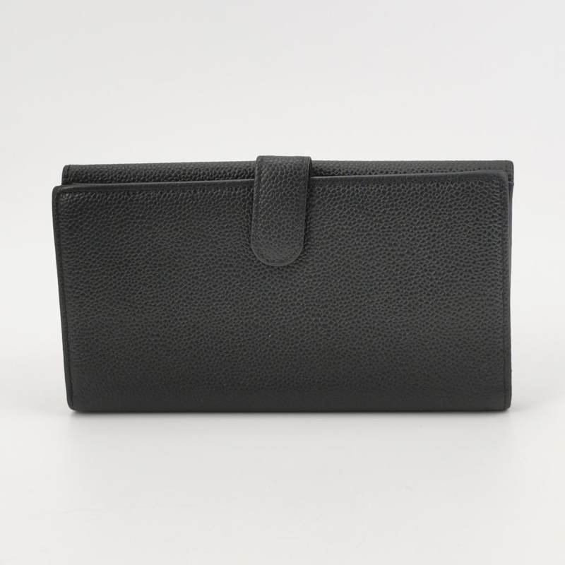 Chanel牛皮純色雙C logo錢包-3