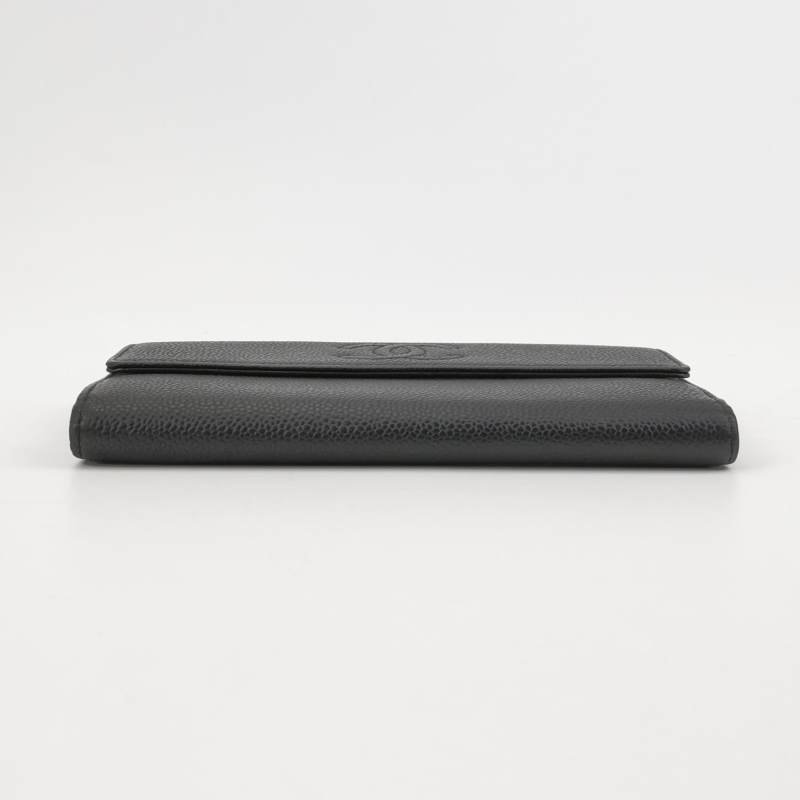 Chanel牛皮純色雙C logo錢包-4