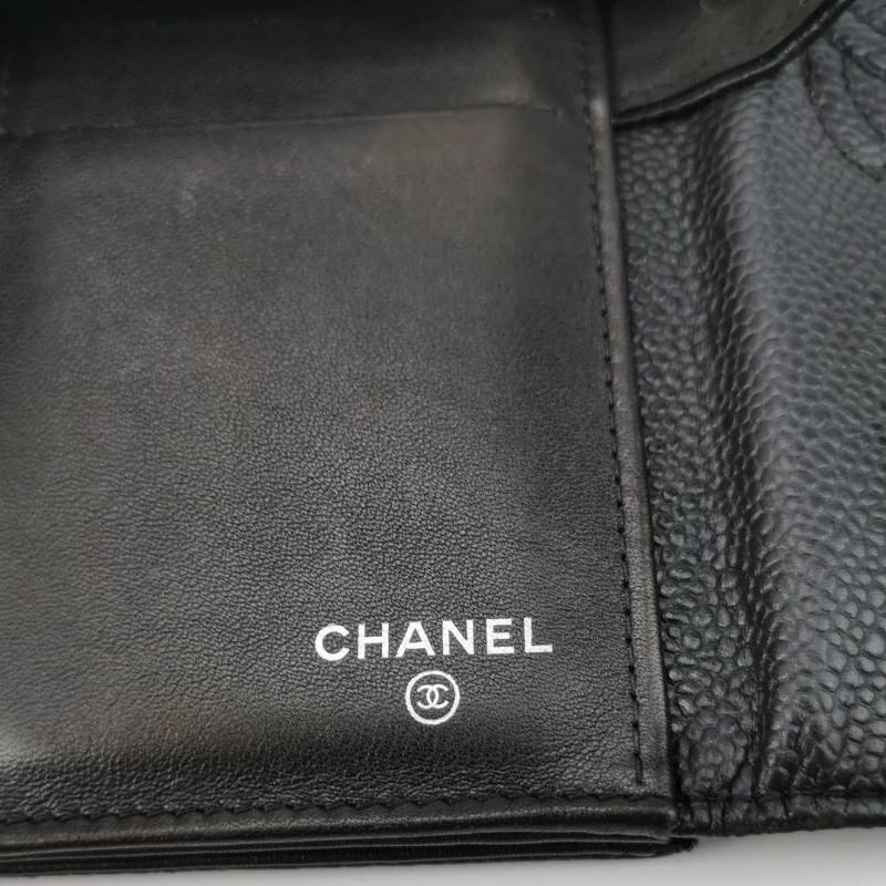 Chanel牛皮純色雙C logo錢包-6