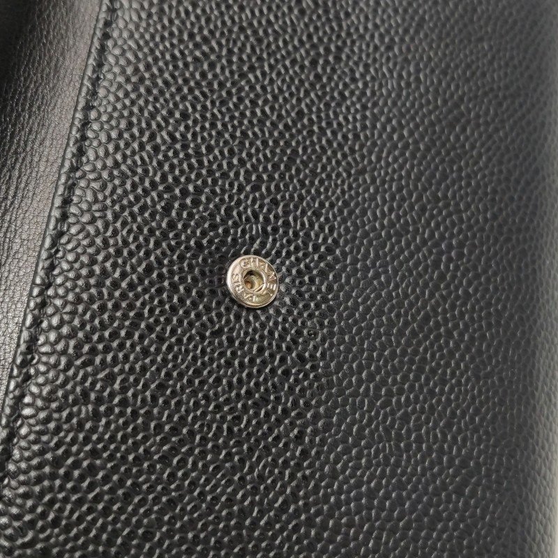 Chanel牛皮純色雙C logo錢包-7