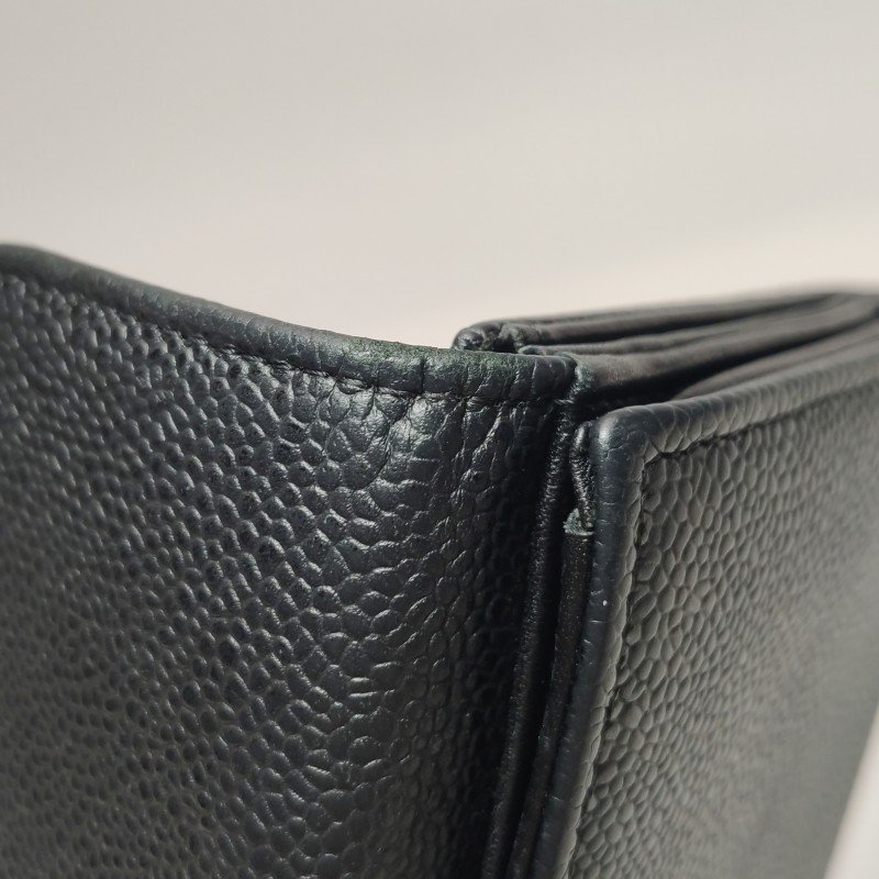 Chanel牛皮純色雙C logo錢包-18