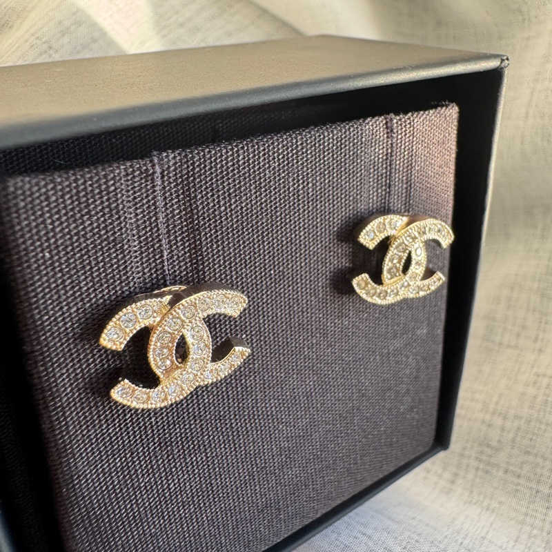 Chanel 香奈兒 經典雙c耳環 亮鑽雙c耳環-3