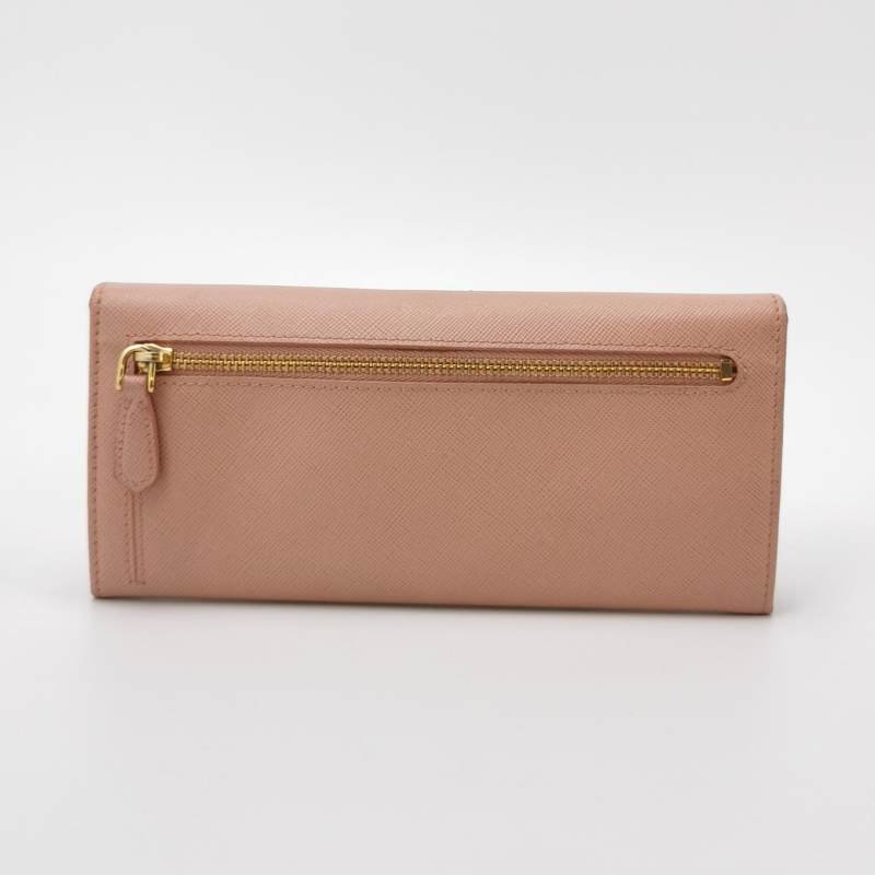 Prada牛皮純色字母Logo蝴蝶結錢包-3