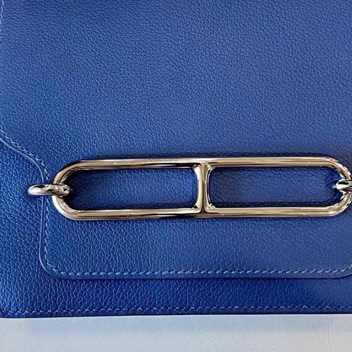 🌈Hermes💙Mini Roulis 19💙寶石藍銀扣🌈98.5新🌟Evercolor皮🌟愛馬仕🌟-1
