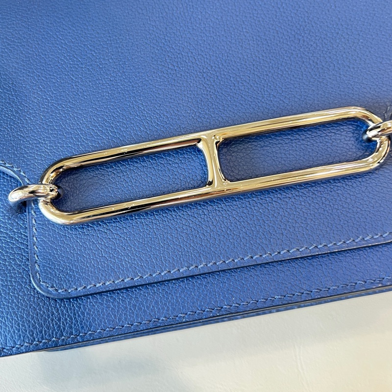 🌈Hermes💙Mini Roulis 19💙寶石藍銀扣🌈98.5新🌟Evercolor皮🌟愛馬仕🌟-2