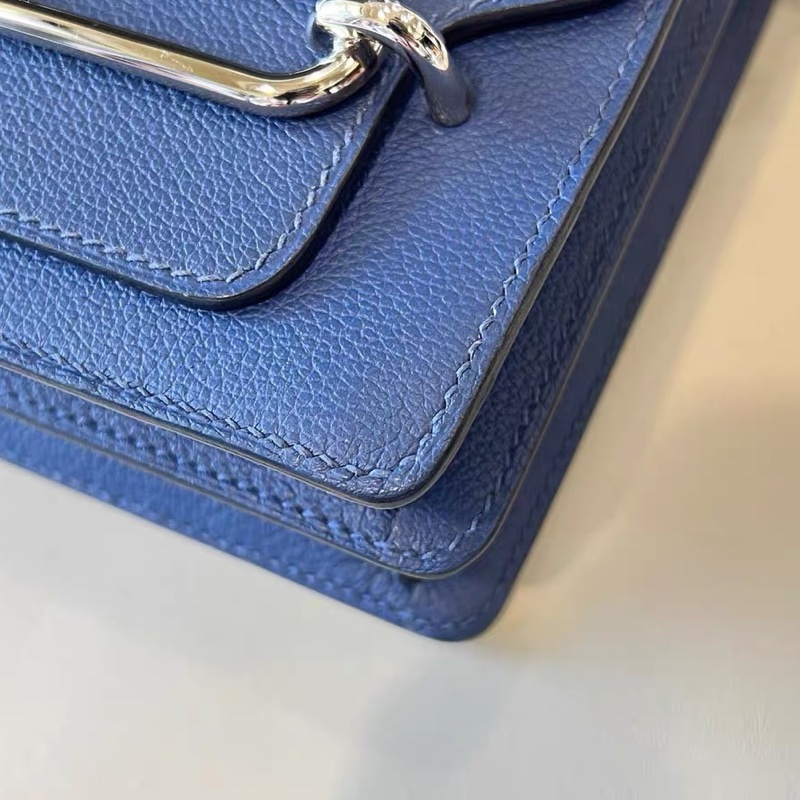 🌈Hermes💙Mini Roulis 19💙寶石藍銀扣🌈98.5新🌟Evercolor皮🌟愛馬仕🌟-6