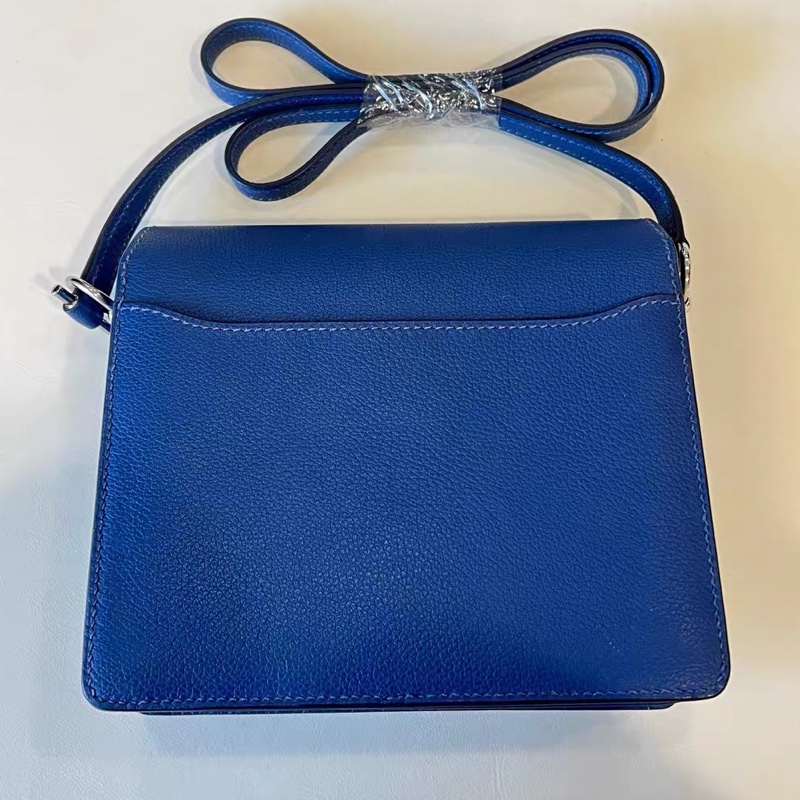 🌈Hermes💙Mini Roulis 19💙寶石藍銀扣🌈98.5新🌟Evercolor皮🌟愛馬仕🌟-7