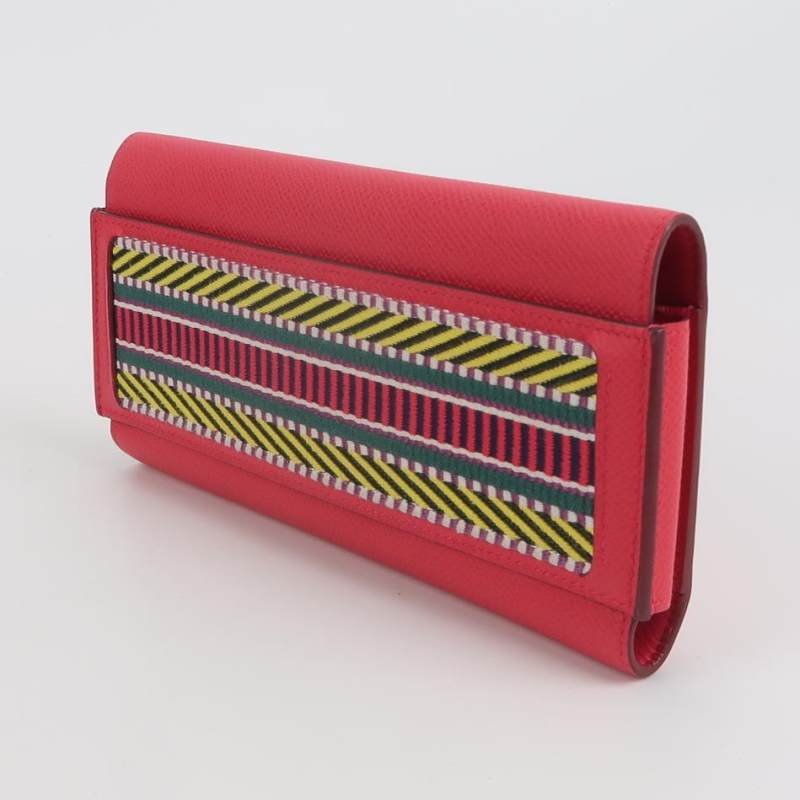 Hermes Passant帆布子母包錢包Epsom牛皮銀扣I6極致粉C刻-2