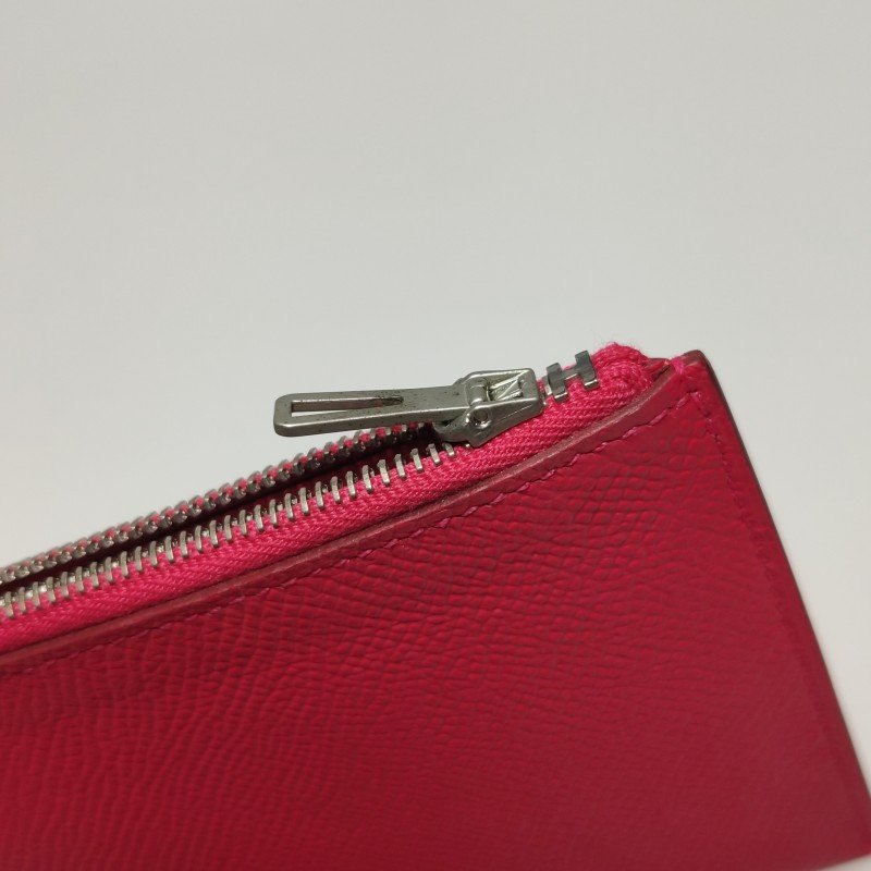 Hermes Passant帆布子母包錢包Epsom牛皮銀扣I6極致粉C刻-9