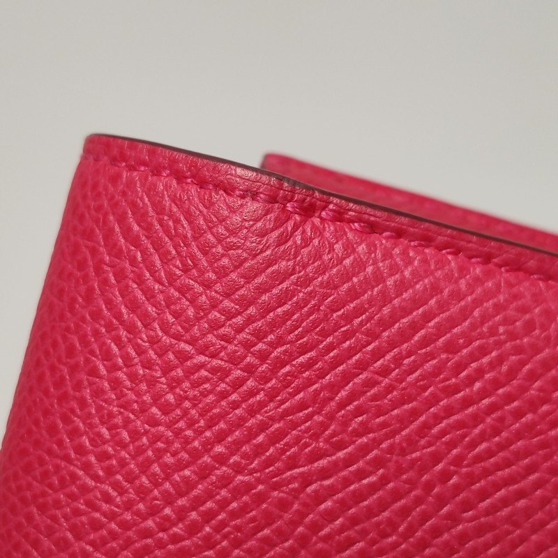 Hermes Passant帆布子母包錢包Epsom牛皮銀扣I6極致粉C刻-13