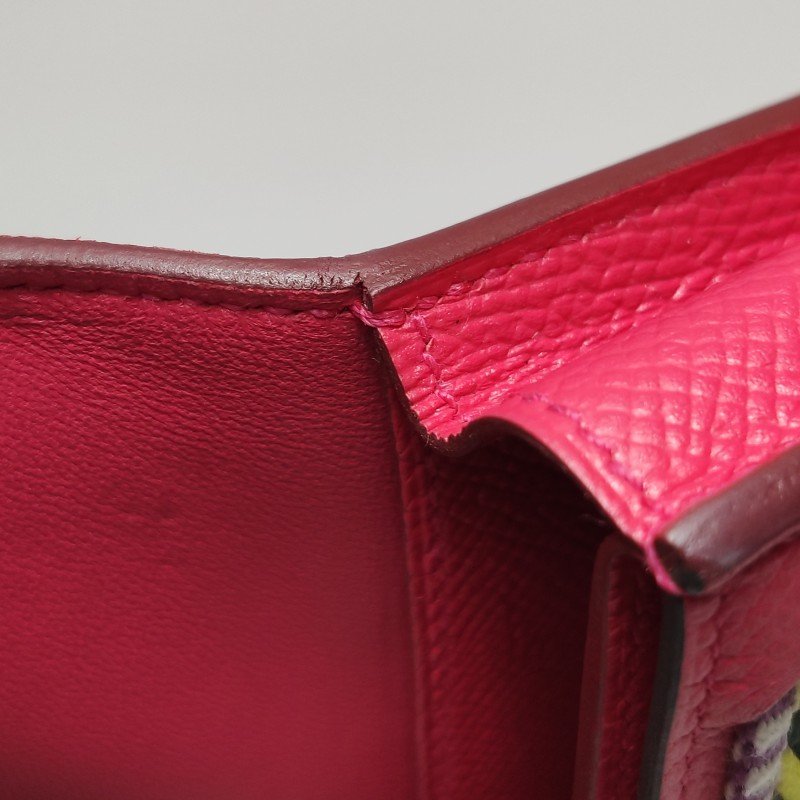 Hermes Passant帆布子母包錢包Epsom牛皮銀扣I6極致粉C刻-14