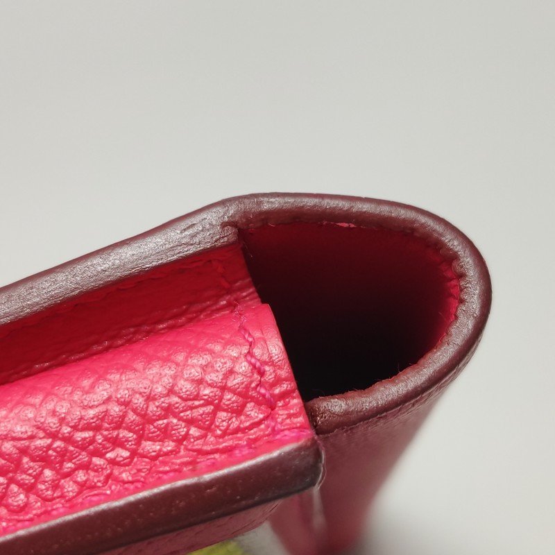 Hermes Passant帆布子母包錢包Epsom牛皮銀扣I6極致粉C刻-15