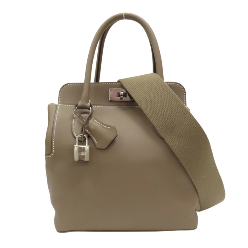 大象灰 Evercolor牛皮 Toolbox 20 兩用包 T刻 銀釦【HERMES 愛馬仕】-0