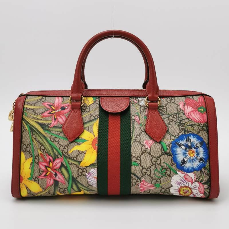 Gucci Ophidia牛皮老花花卉昆蟲圖案條紋雙G斜挎包單肩包-4