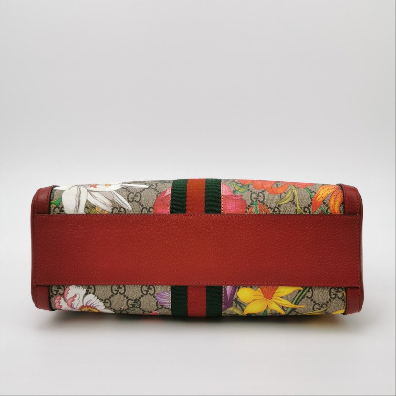 Gucci Ophidia牛皮老花花卉昆蟲圖案條紋雙G斜挎包單肩包-5