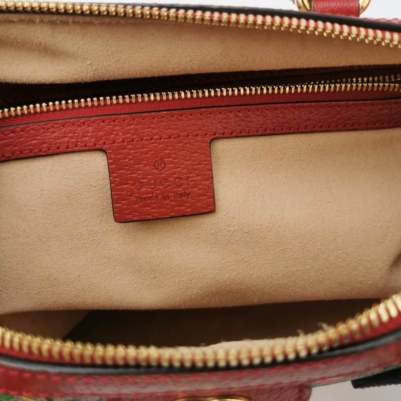 Gucci Ophidia牛皮老花花卉昆蟲圖案條紋雙G斜挎包單肩包-7