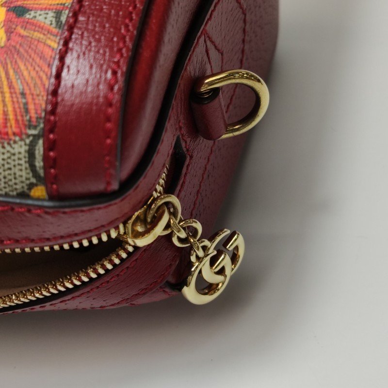 Gucci Ophidia牛皮老花花卉昆蟲圖案條紋雙G斜挎包單肩包-10