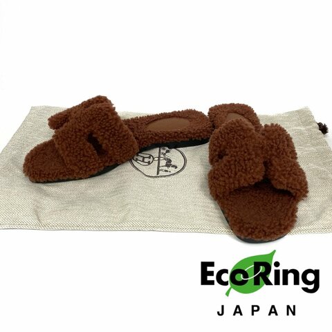 ☆ Hermes 愛馬仕 Brown Fluffy Oasis Sandals #35.5 啡色毛毛涼鞋35.5碼 - 257015180