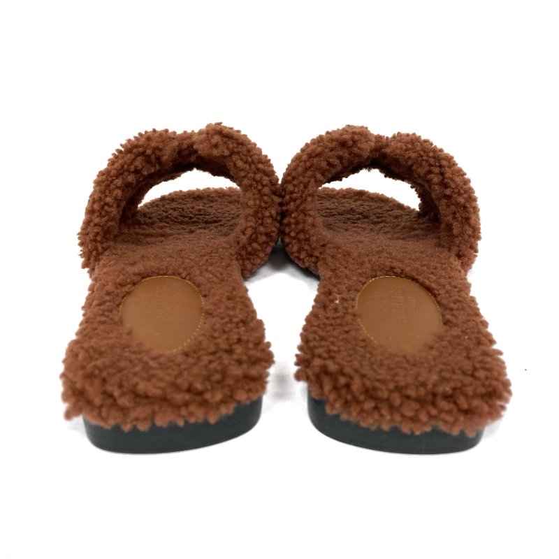 ☆ Hermes 愛馬仕 Brown Fluffy Oasis Sandals #35.5 啡色毛毛涼鞋35.5碼 - 257015180-2