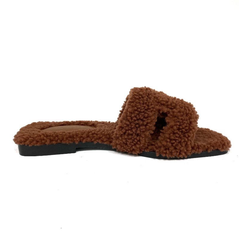 ☆ Hermes 愛馬仕 Brown Fluffy Oasis Sandals #35.5 啡色毛毛涼鞋35.5碼 - 257015180-4