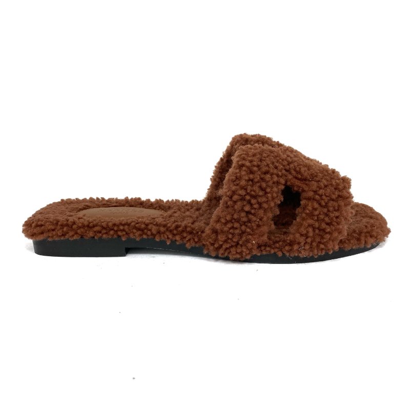 ☆ Hermes 愛馬仕 Brown Fluffy Oasis Sandals #35.5 啡色毛毛涼鞋35.5碼 - 257015180-6