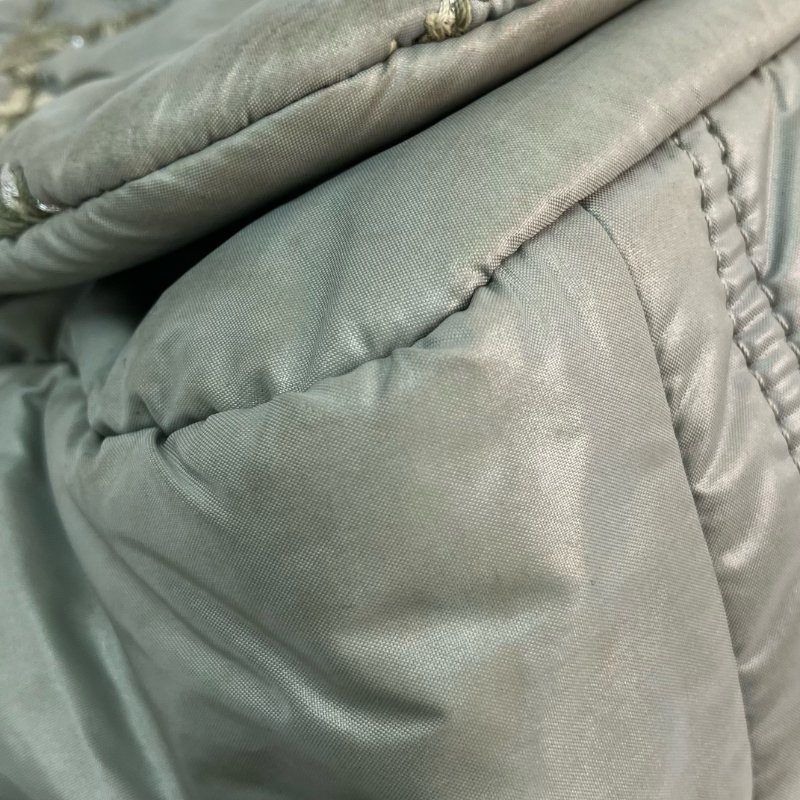 △ Chanel 香奈兒 Grey Nylon Silver Tone Metal Bubble Single Flap Chain Shoulder Bag No.14 灰色尼龍銀色金屬鎖鏈肩背袋No.14 - 257020656-6