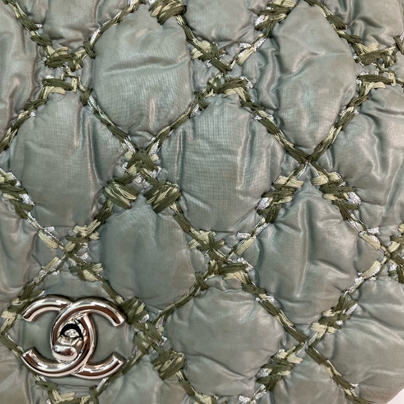 △ Chanel 香奈兒 Grey Nylon Silver Tone Metal Bubble Single Flap Chain Shoulder Bag No.14 灰色尼龍銀色金屬鎖鏈肩背袋No.14 - 257020656-13