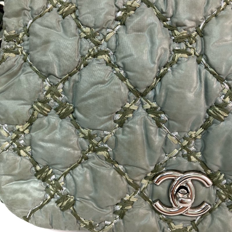 △ Chanel 香奈兒 Grey Nylon Silver Tone Metal Bubble Single Flap Chain Shoulder Bag No.14 灰色尼龍銀色金屬鎖鏈肩背袋No.14 - 257020656-14