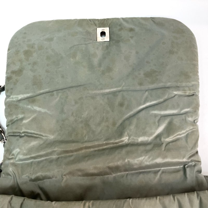 △ Chanel 香奈兒 Grey Nylon Silver Tone Metal Bubble Single Flap Chain Shoulder Bag No.14 灰色尼龍銀色金屬鎖鏈肩背袋No.14 - 257020656-17