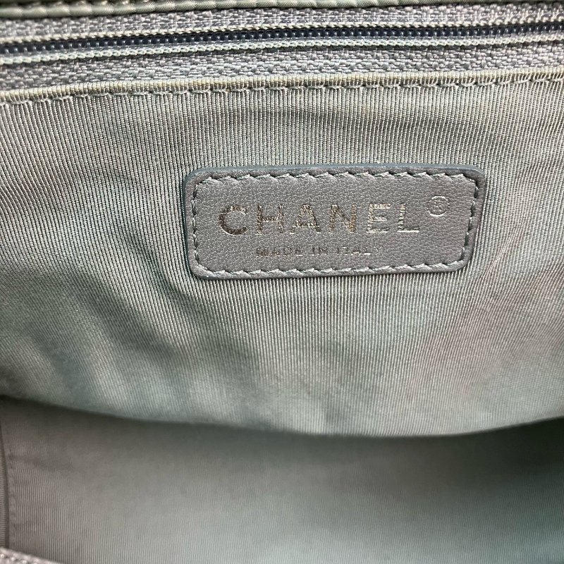 △ Chanel 香奈兒 Grey Nylon Silver Tone Metal Bubble Single Flap Chain Shoulder Bag No.14 灰色尼龍銀色金屬鎖鏈肩背袋No.14 - 257020656-22