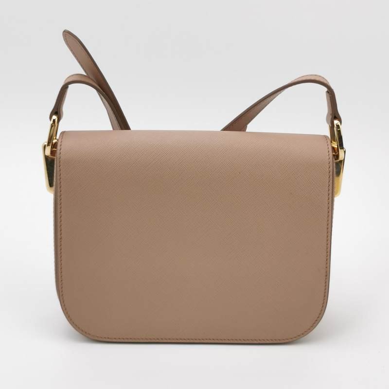 Prada Embleme牛皮純色字母Logo徽標單肩包-4