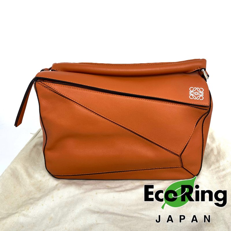 △ Loewe 羅意威 Orange Calfskin Puzzle 2 Way Bag #M 橙色小牛皮兩用袋 - 257023480-0