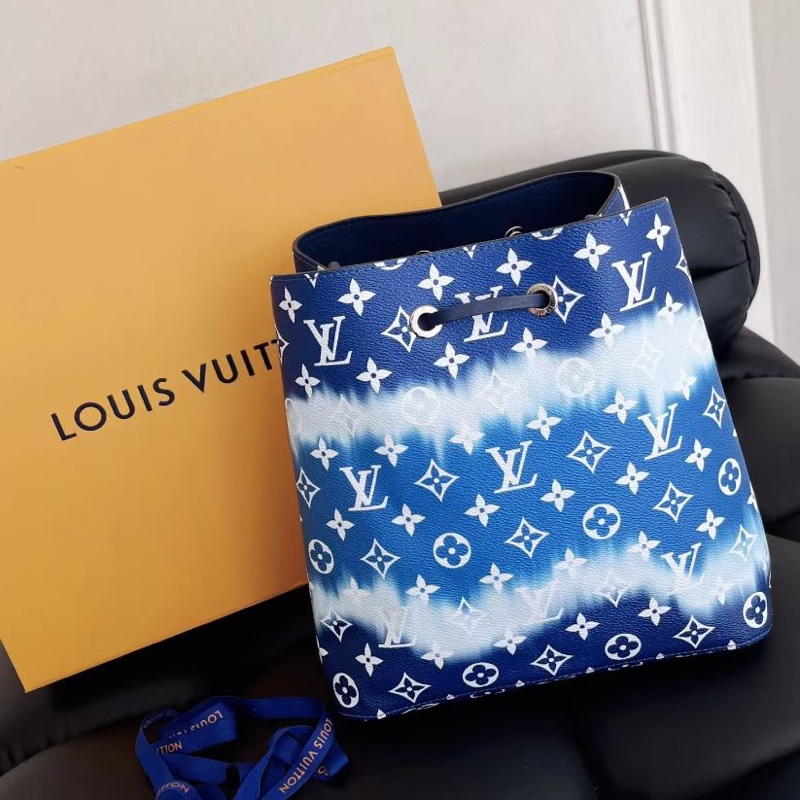 【近新閒置品】路易威登LV NeoNoe 夏日扎染系列藍白漸變水桶包 束口單肩包-1