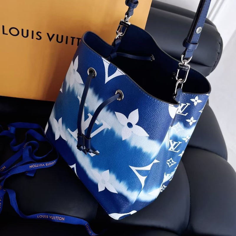【近新閒置品】路易威登LV NeoNoe 夏日扎染系列藍白漸變水桶包 束口單肩包-4