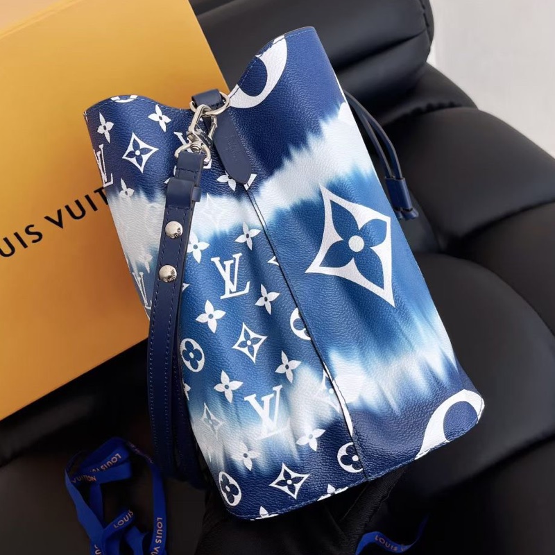 【近新閒置品】路易威登LV NeoNoe 夏日扎染系列藍白漸變水桶包 束口單肩包-5