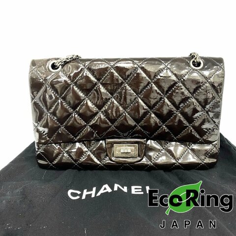△ Chanel 香奈兒 2.55 Maxi Black Enamel Ruthenium-Finish Metal Chain Shoulder Bag No.14 2.55黑色漆皮鍍釕金屬鎖鏈肩背袋No.14 - 257023146