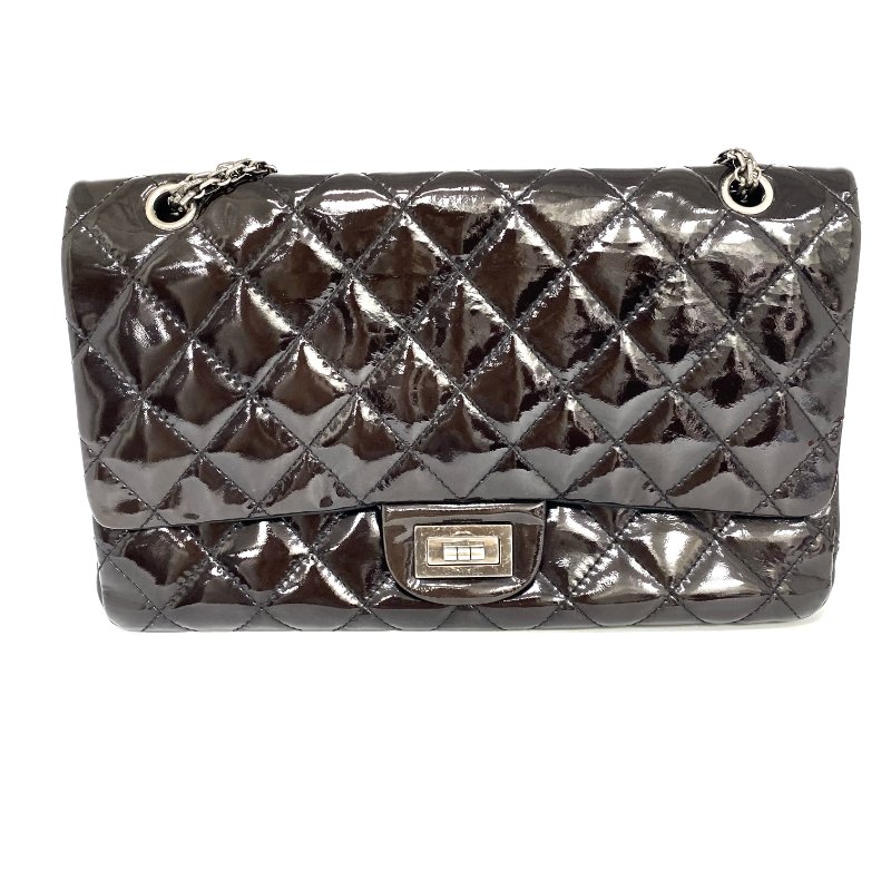 △ Chanel 香奈兒 2.55 Maxi Black Enamel Ruthenium-Finish Metal Chain Shoulder Bag No.14 2.55黑色漆皮鍍釕金屬鎖鏈肩背袋No.14 - 257023146-1