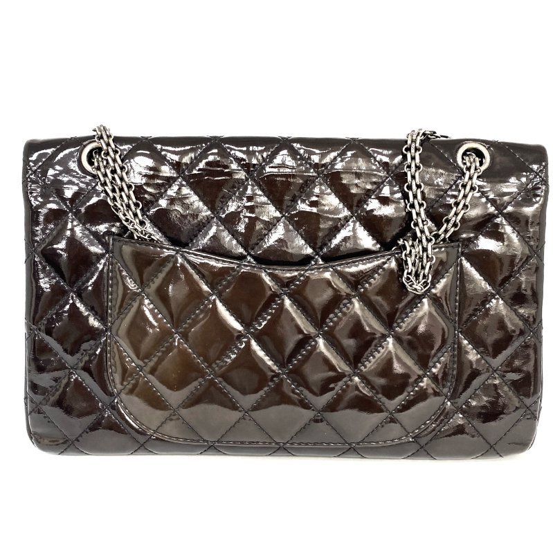 △ Chanel 香奈兒 2.55 Maxi Black Enamel Ruthenium-Finish Metal Chain Shoulder Bag No.14 2.55黑色漆皮鍍釕金屬鎖鏈肩背袋No.14 - 257023146-2