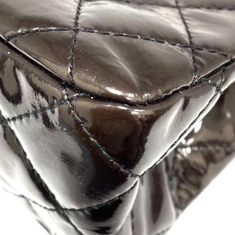 △ Chanel 香奈兒 2.55 Maxi Black Enamel Ruthenium-Finish Metal Chain Shoulder Bag No.14 2.55黑色漆皮鍍釕金屬鎖鏈肩背袋No.14 - 257023146-9