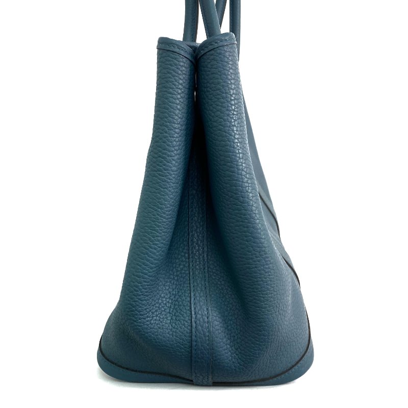 △ Hermes 愛馬仕 Grey Blue Negonda Calfskin Palladium Plated Metal Garden Party 36 Tote Bag Stamp [P] 灰藍色壓紋小牛皮鍍鈀金屬托特袋[P]刻 - 257023820-2