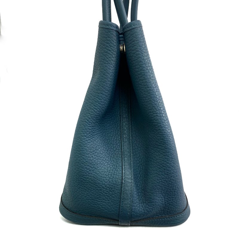 △ Hermes 愛馬仕 Grey Blue Negonda Calfskin Palladium Plated Metal Garden Party 36 Tote Bag Stamp [P] 灰藍色壓紋小牛皮鍍鈀金屬托特袋[P]刻 - 257023820-3