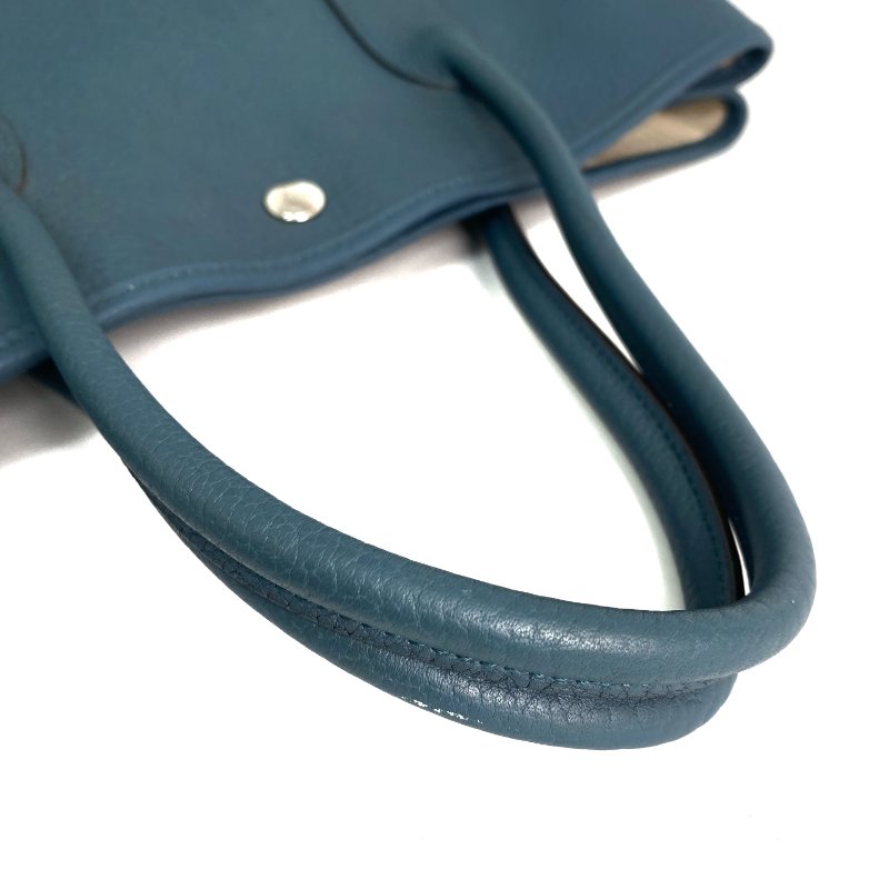 △ Hermes 愛馬仕 Grey Blue Negonda Calfskin Palladium Plated Metal Garden Party 36 Tote Bag Stamp [P] 灰藍色壓紋小牛皮鍍鈀金屬托特袋[P]刻 - 257023820-9