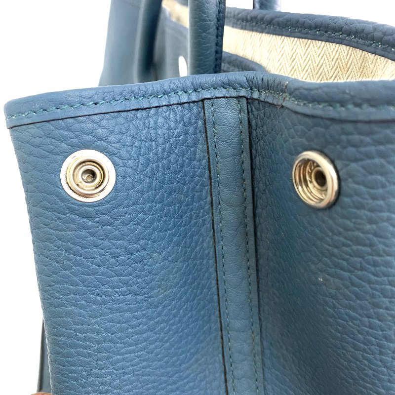 △ Hermes 愛馬仕 Grey Blue Negonda Calfskin Palladium Plated Metal Garden Party 36 Tote Bag Stamp [P] 灰藍色壓紋小牛皮鍍鈀金屬托特袋[P]刻 - 257023820-13